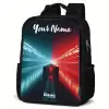 Raceauto - Verlichting - Neon - Rood Rugzak - Zwart middel -schuin