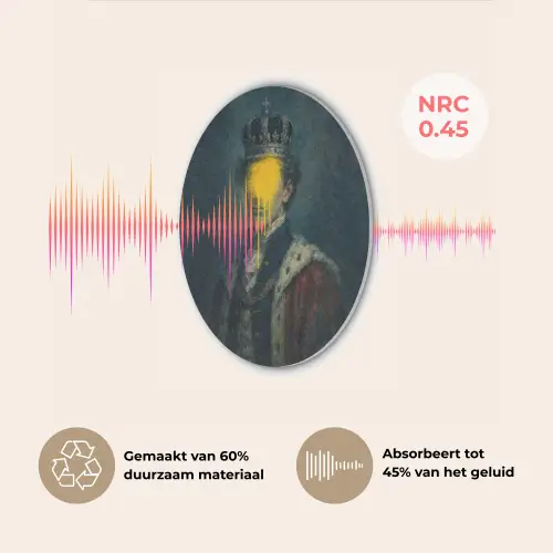 Koning - Portret - Druipende gele verf Akoestische PET Vilt - Rond klein -USP_NL