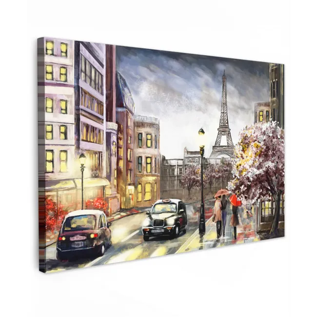 Schilderij - Parijs - Frankrijk - Olieverf canvas 2cm klein -z3d