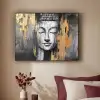 Boedhha - Penseelstreken - Goud - Abstract Textielframe - compleet frame klein -sfeer1