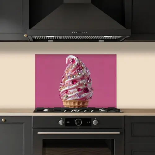 Softijs - Edelstenen - Roze - Hoorntje keuken achterwand spatscherm klein -sfeer1