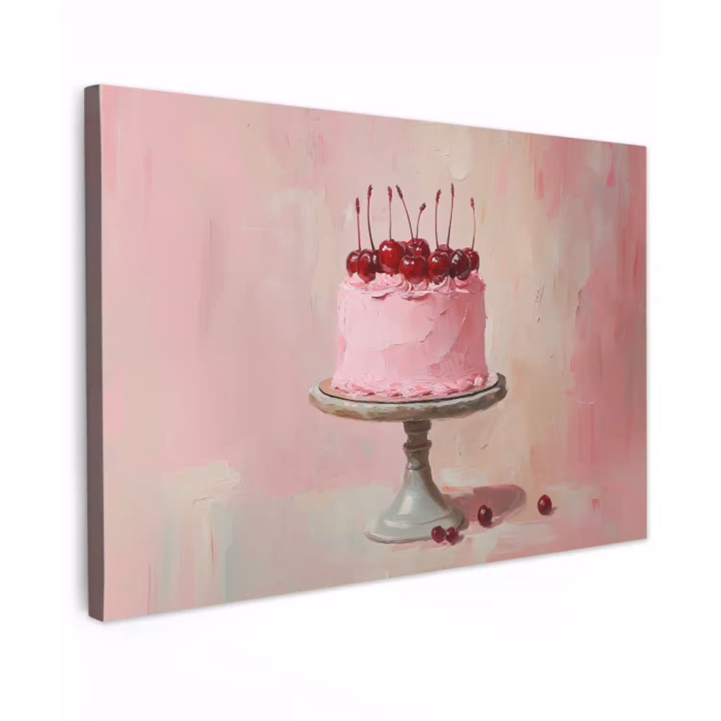 Taart - Pink - Cherry Tuinposter op houten frame 2 cm dik klein -3d