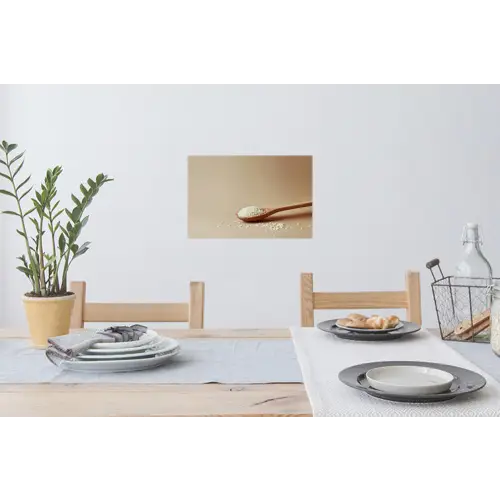 Lepel - Rijst - Hout - Beige Muursticker klein -eettafel