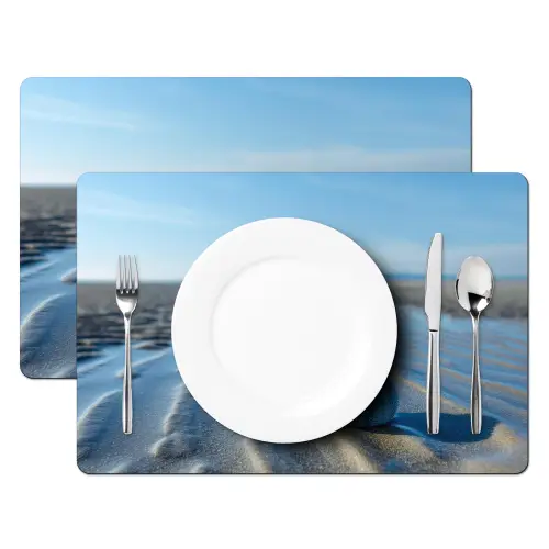 Strand - Schild - Water - Blauw Placemat vinyl groot -zzsfeer2_Kitchenyeah-website