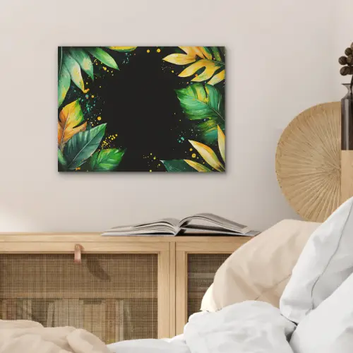 Bladeren - Groen - Geel - Verf - Jungle PET vilt klein -sfeer3