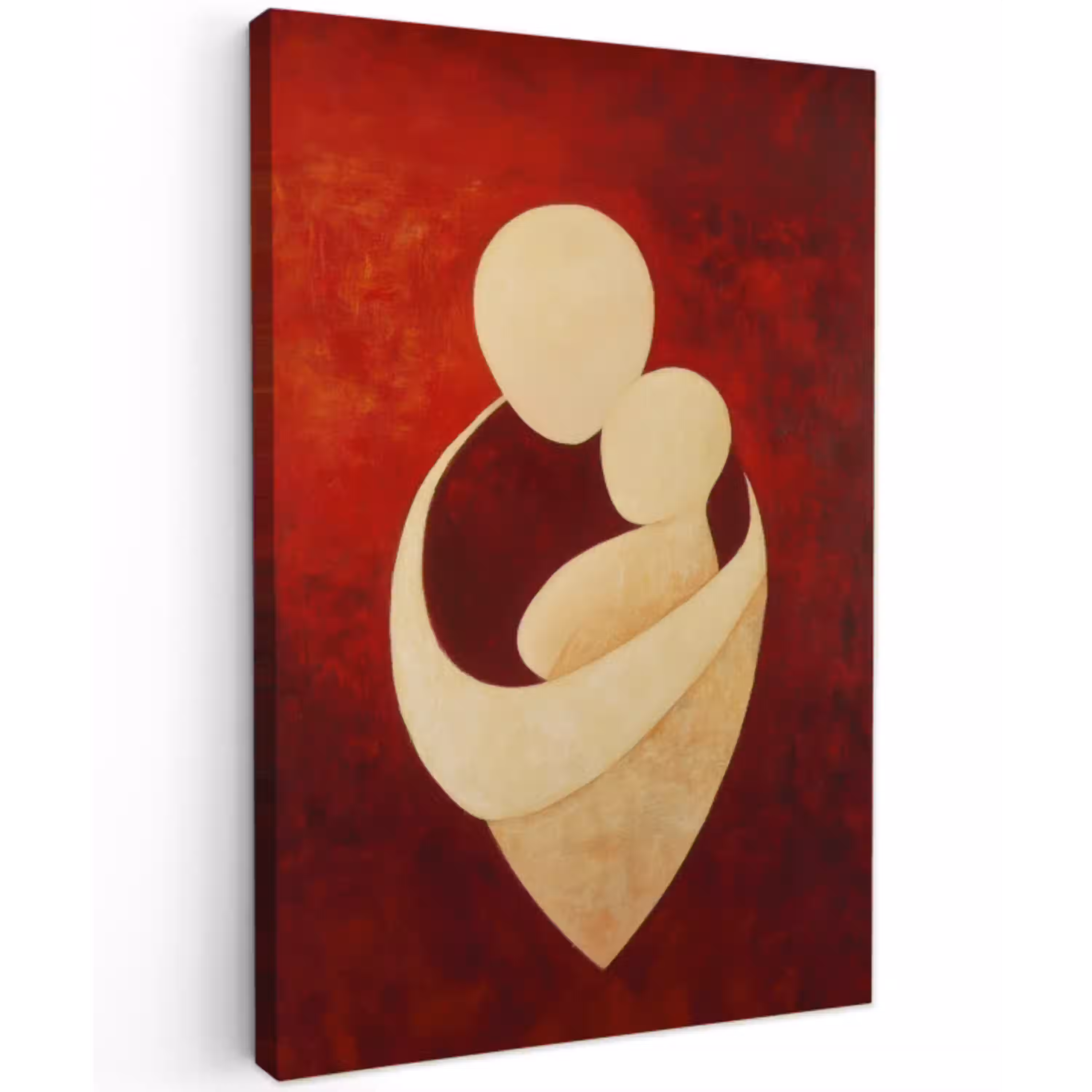 Abstract - Moeder - Kind - Rood Tuinposter op houten frame 2 cm dik middel -3d