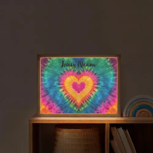 Hart - Kleurrijk - Regenboog - Tie Dye Light Box met batterij (Wandlamp kind) middel -sfeer1_kind