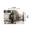 Eland - Auto - Gewei - Zwart - Wit Placemat vinyl groot -specs