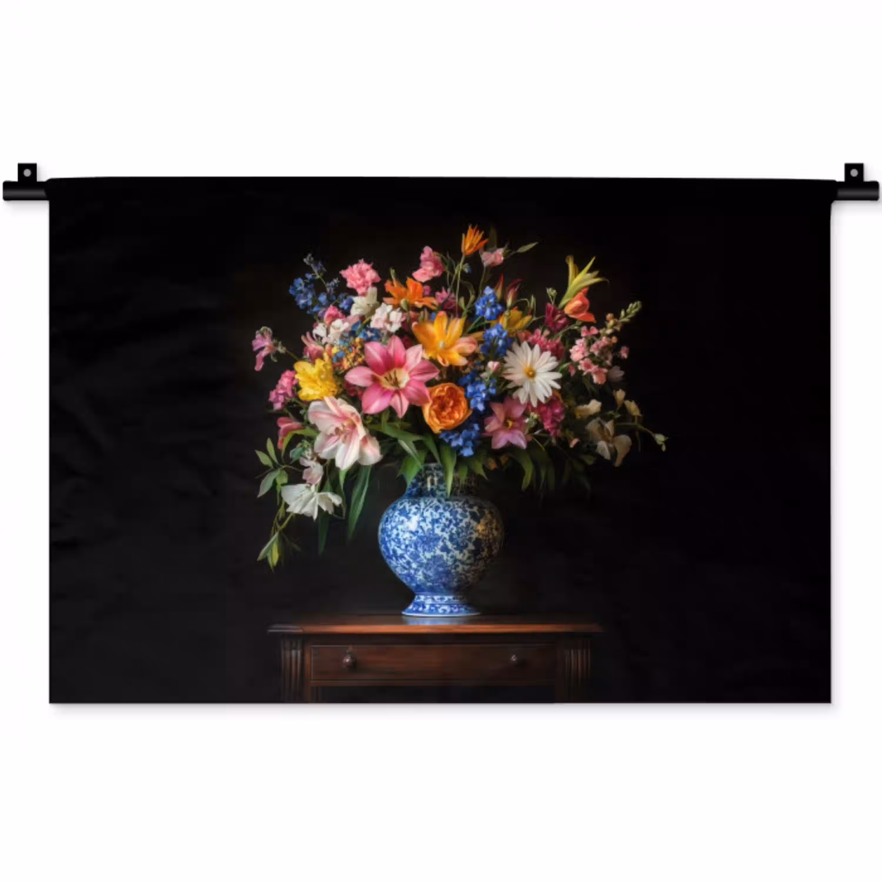 Kleur - Vaas - Bloemen - Boeket Wandkleed katoen klein -zz3d