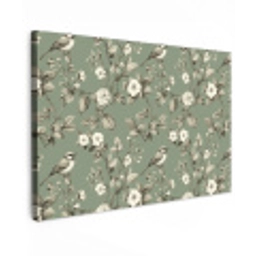 Botanisch - Vogels - Groen canvas 2cm klein 34 -z3d