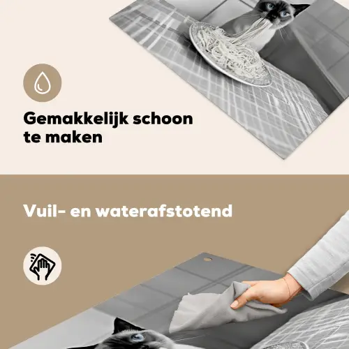 Kat - Siamees - Zwart Wit - Schattig - Dieren Inductie beschemer met haakjes klein -ky-schoon-nl