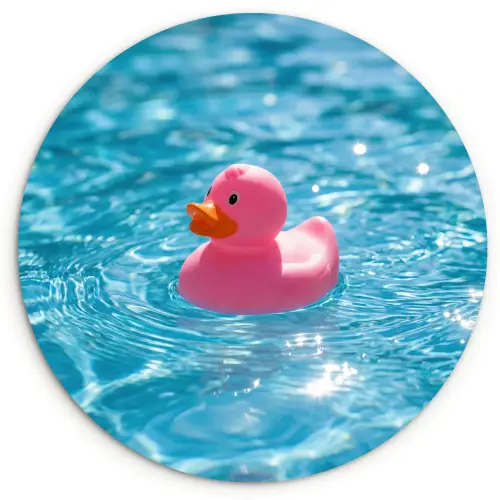Badeend - Dobberend - Roze Wandcirkel kunststof plaat 5mm dik klein -3d