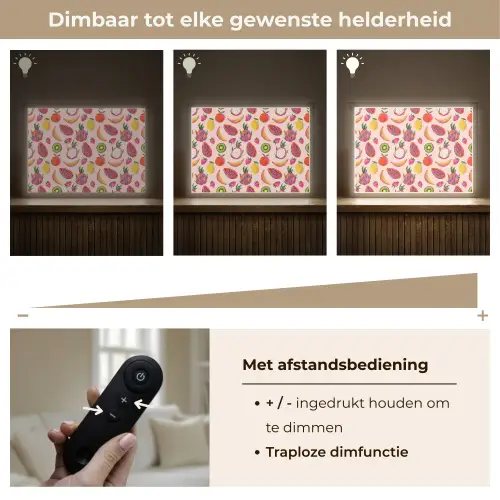 Roze - Kleuren - Fruit - Patroon Light Box met batterij (Wandlamp) middel 907 -USP_dimbaarNL