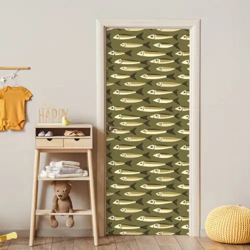 Vis - Patroon - Groen deurposter klein 289 -sfeer4