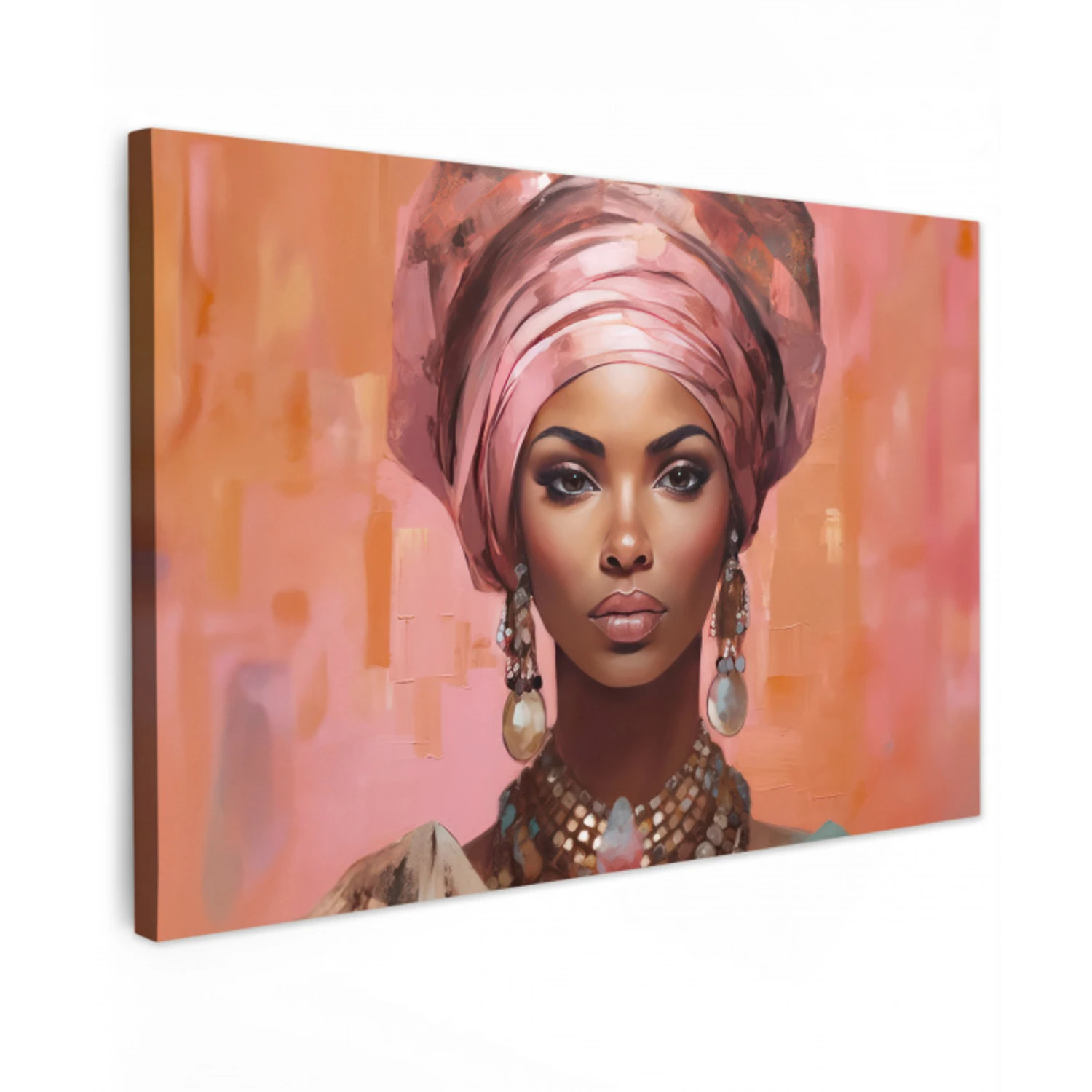 Kunst - Vrouw - Roze - Sieraden - Portret canvas 2cm klein -z3d