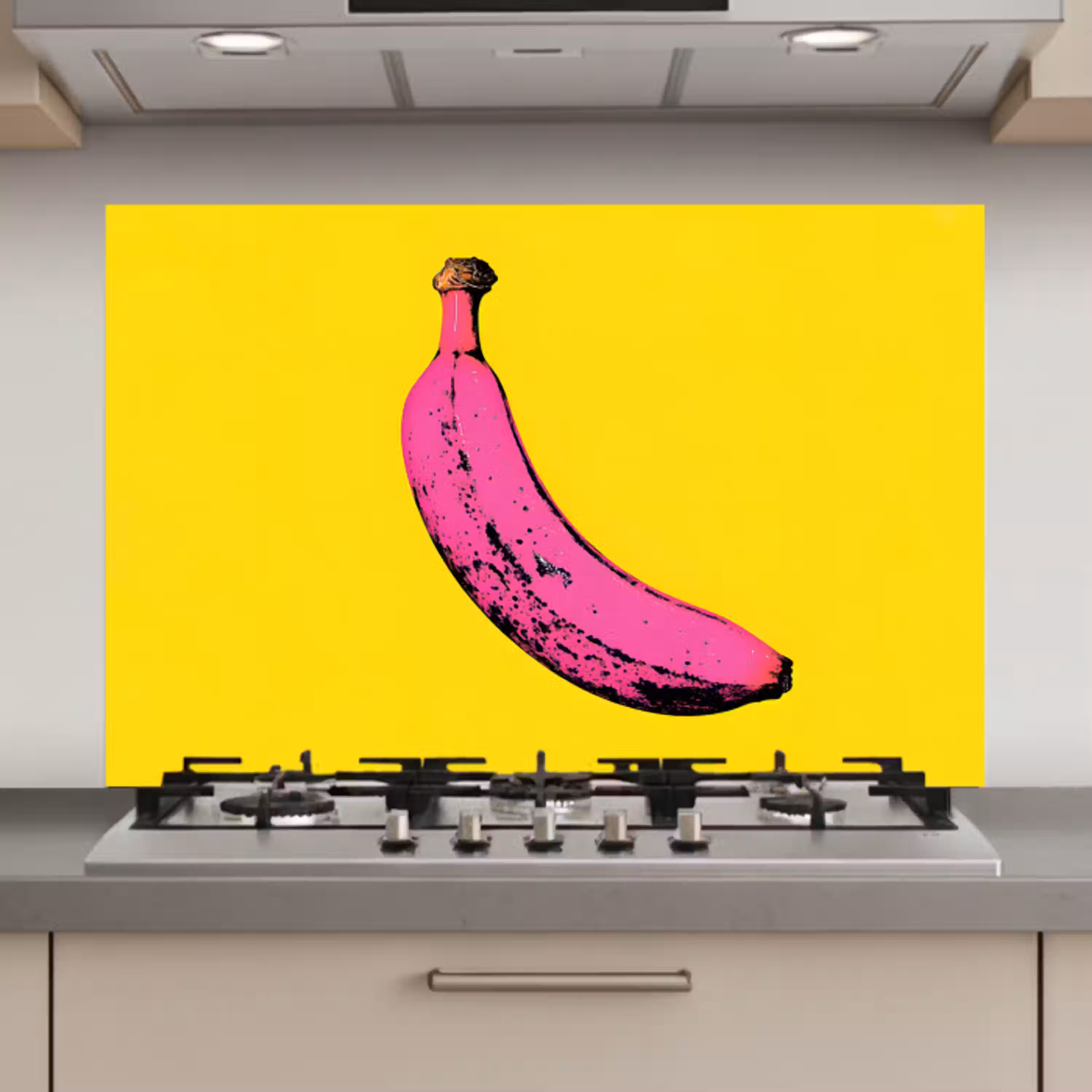 Banaan - Grafisch - Geel keuken achterwand spatscherm klein -3d_website
