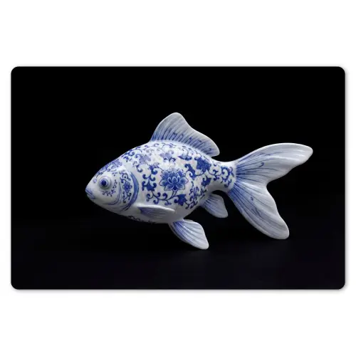 Porselein - Goudvis - Delfts - Blauw Placemat vinyl groot -zzsfeer1_Kitchenyeah-website