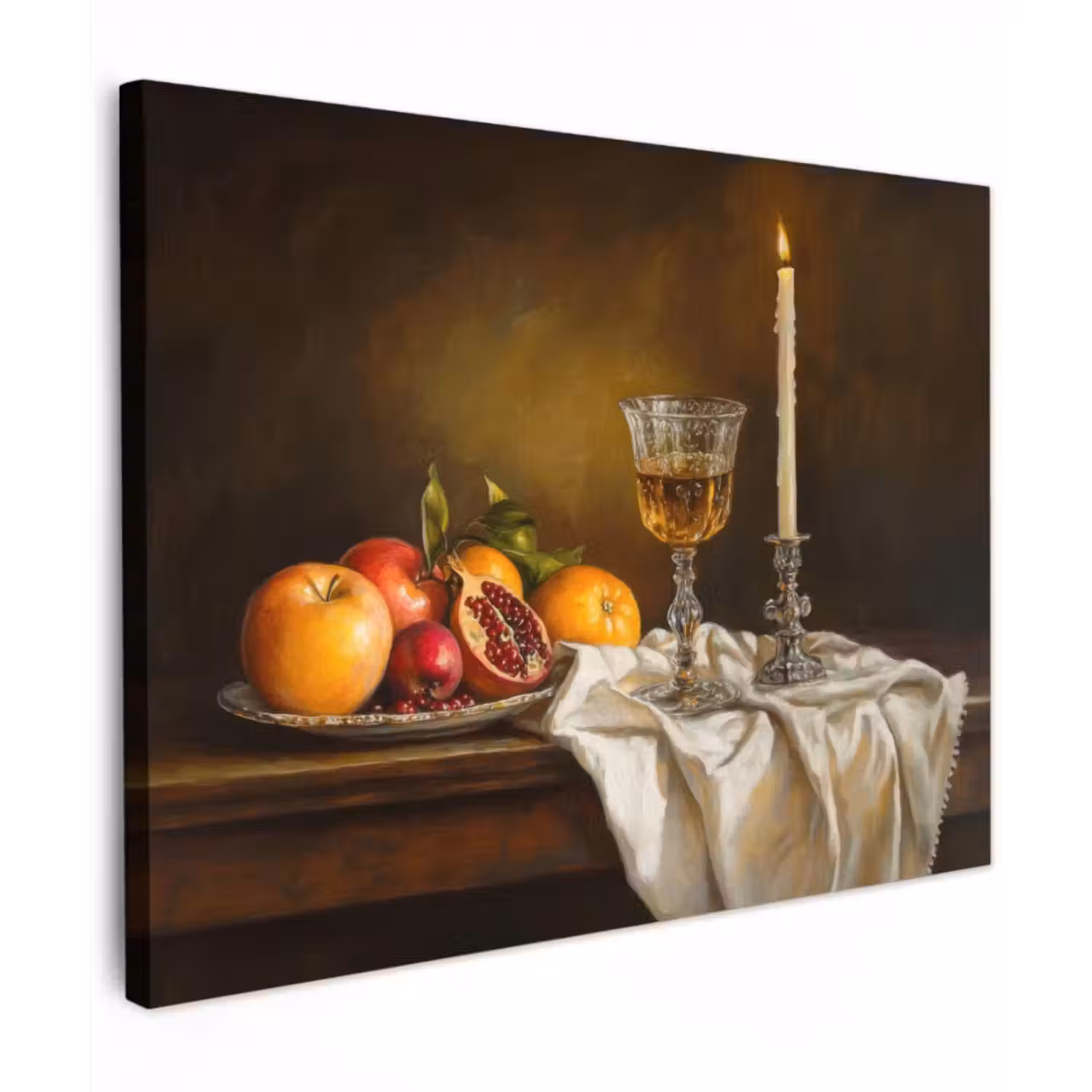 Canvas schilderij - Fruit -  Stilleven - Wijn - Kaars