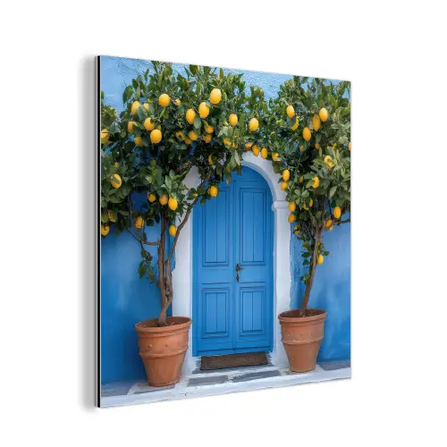 Citroenbomen - Geel - Deur - Potten aluminium wit klein -3d