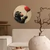 Street art - Chimpansee - Ballon - Graffiti - Banksy Wandcirkel kunststof plaat 5mm dik klein -sfeer1