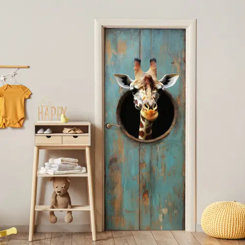 Giraf - Hout - Doorkijk - Dieren - Kop deurposter klein -sfeer4