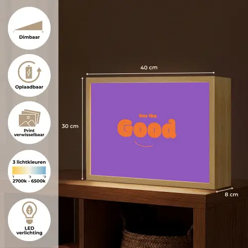 See the good - Oranje - Paars - Smiley Light Box met batterij (Wandlamp) middel -USP_websiteoverzichtNL