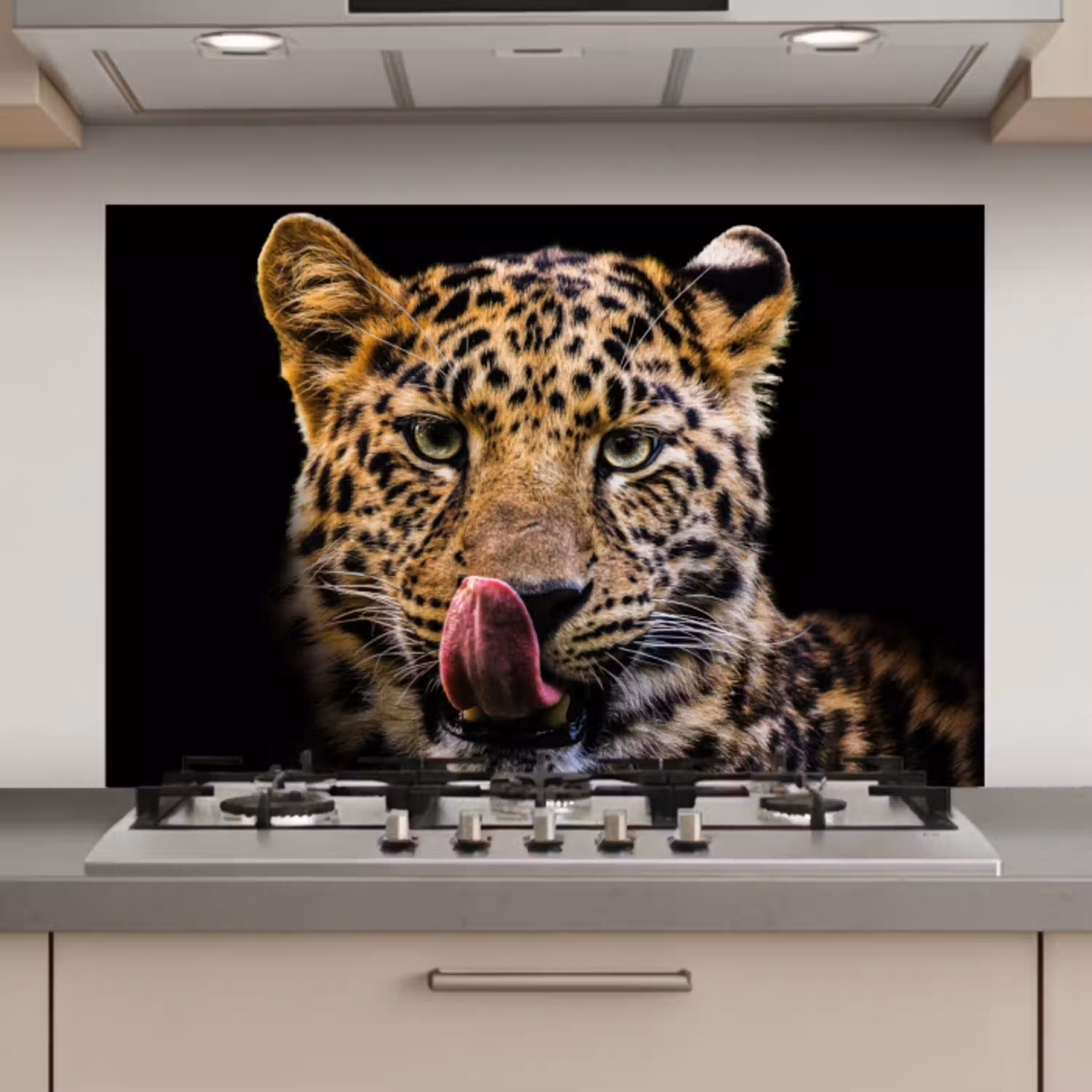 Luipaard - Zwart - Close up keuken achterwand spatscherm klein -3d_website
