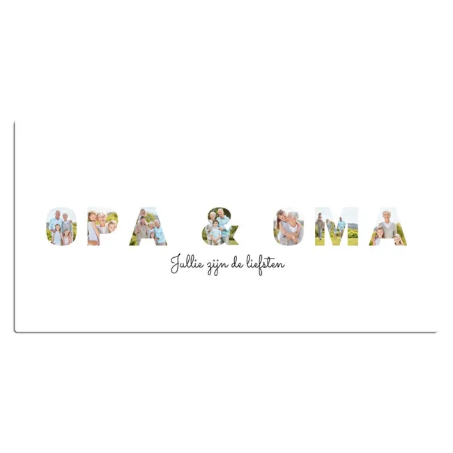 Gepersonaliseerde bureau onderlegger - Opa & Oma - Lettercollage