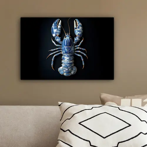 Kreeft - Delftsblauw - Schild - Stoer canvas 2cm klein -sfeer3