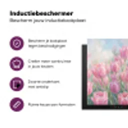 Tulpen - Veld - Lente - Roze Inductie beschermer vinyl 3mm klein -zzzzzzz-cc-usp