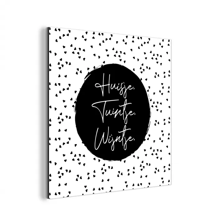 Quotes - Huisje. Tuintje. Wijntje. - Wijn - Tekst aluminium wit klein -3d