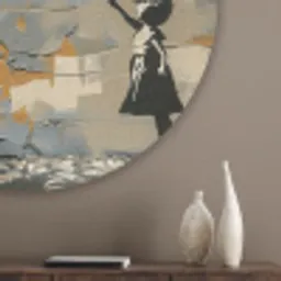 Boom - Graffiti - Banksy Style - Balloon Girl Akoestische PET Vilt - Rond klein -sfeer5_closeup