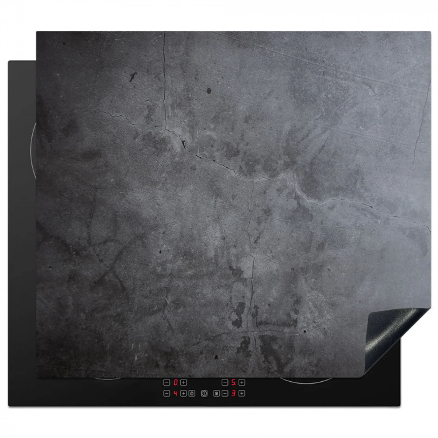 Grijze Betonscherven Inductie beschermer vinyl 3mm middel -3d