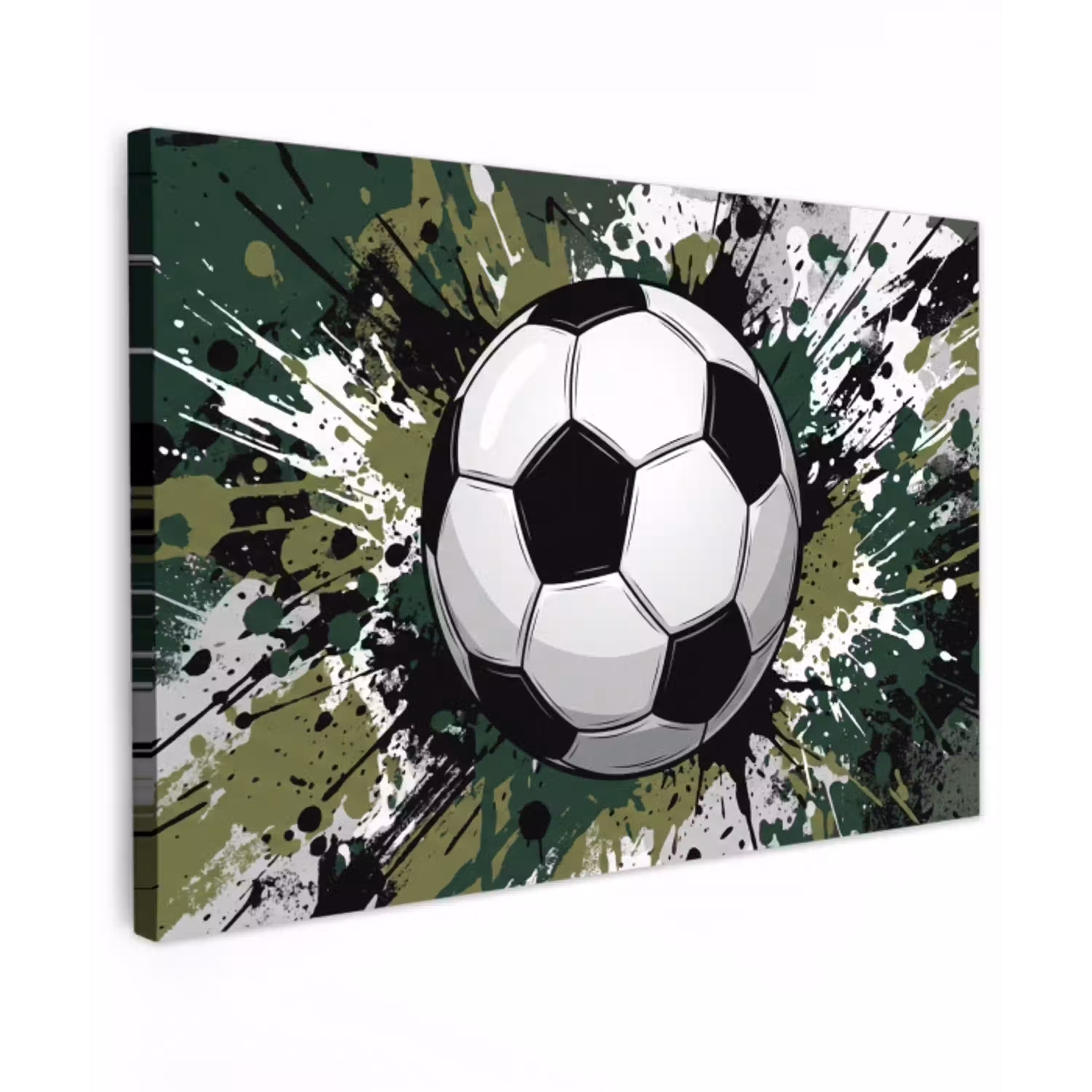 Voetbal - Verf - Spetters - Groen canvas 2cm klein -z3d
