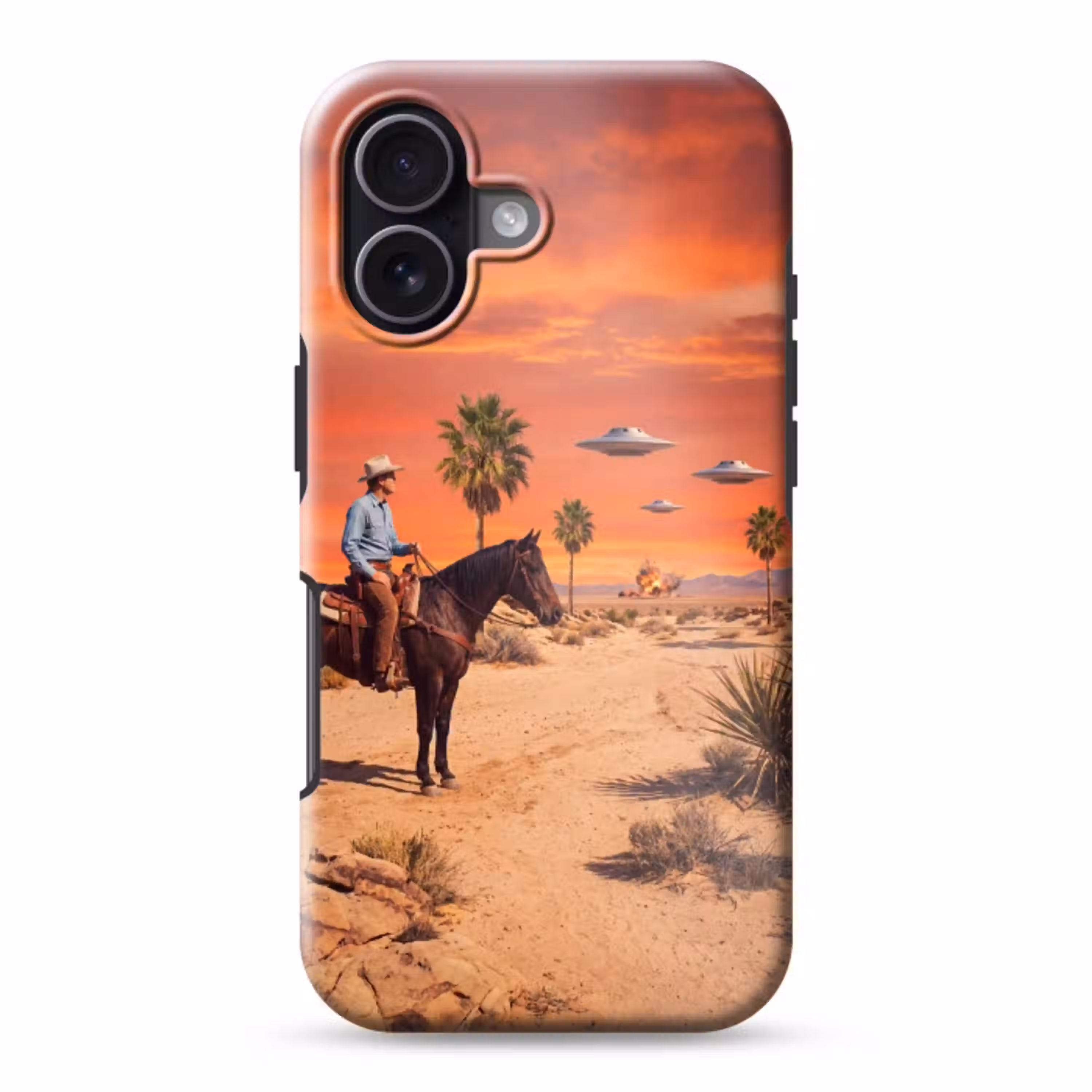 Cowboy - Paard - Woestijn Toughcase MagSafe Apple iPhone 17 klein -3d