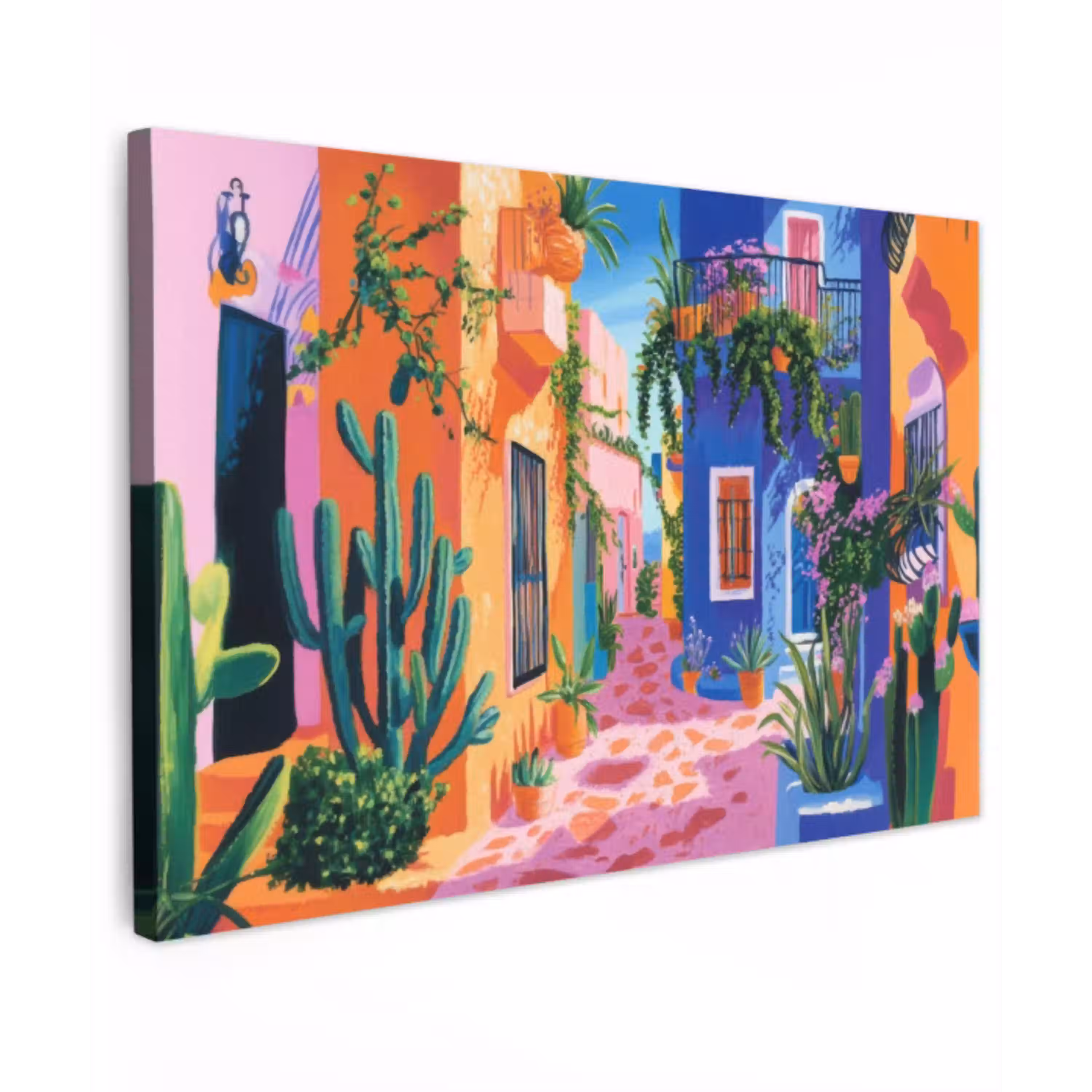 Geel - Blauw - Oranje - Huis canvas 2cm klein -z3d