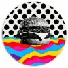 Hamburger - Stippen - Golven - Kleuren Wandcirkel kunststof plaat 5mm dik klein -3d