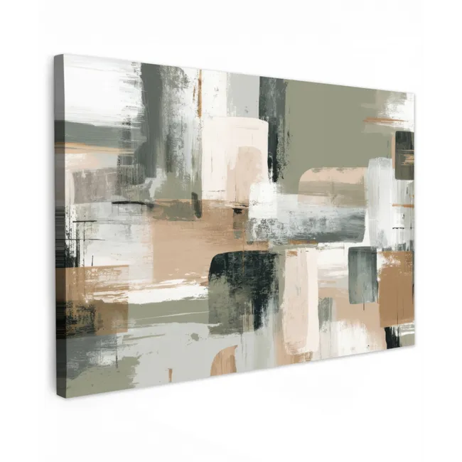 Buiten canvas - Penseelstreken - Abstract - Aardetinten