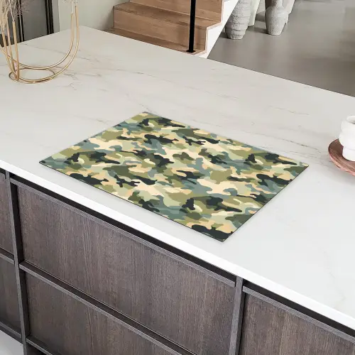 Woestijncamouflage - Zandkleurig - Groen - Patroon Inductie beschermer vinyl 3mm klein 276 -sfeer8
