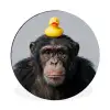 Chimpansee - Badeend - Grijs Wandcirkel aluminium klein -3d