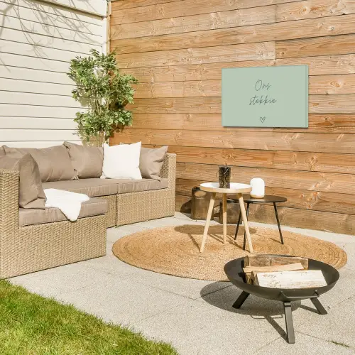Ons Stekkie met Hart Tuinposter op houten frame 2 cm dik klein -sfeer2