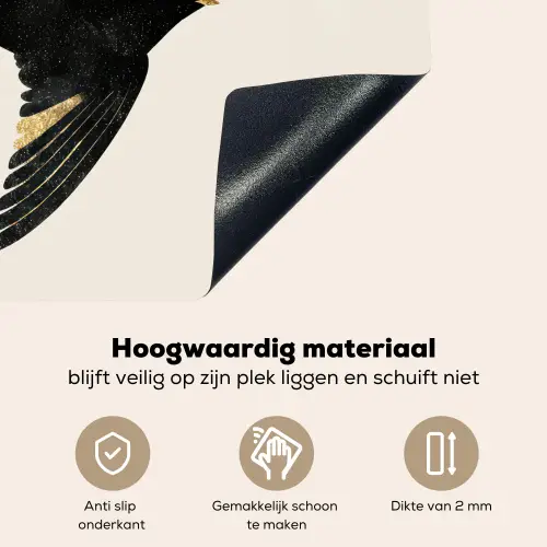 Zwarte zwaluw - Gouden accenten - Lichte achtergrond Inductie beschemer met haakjes middel -ky-onderkant-nl