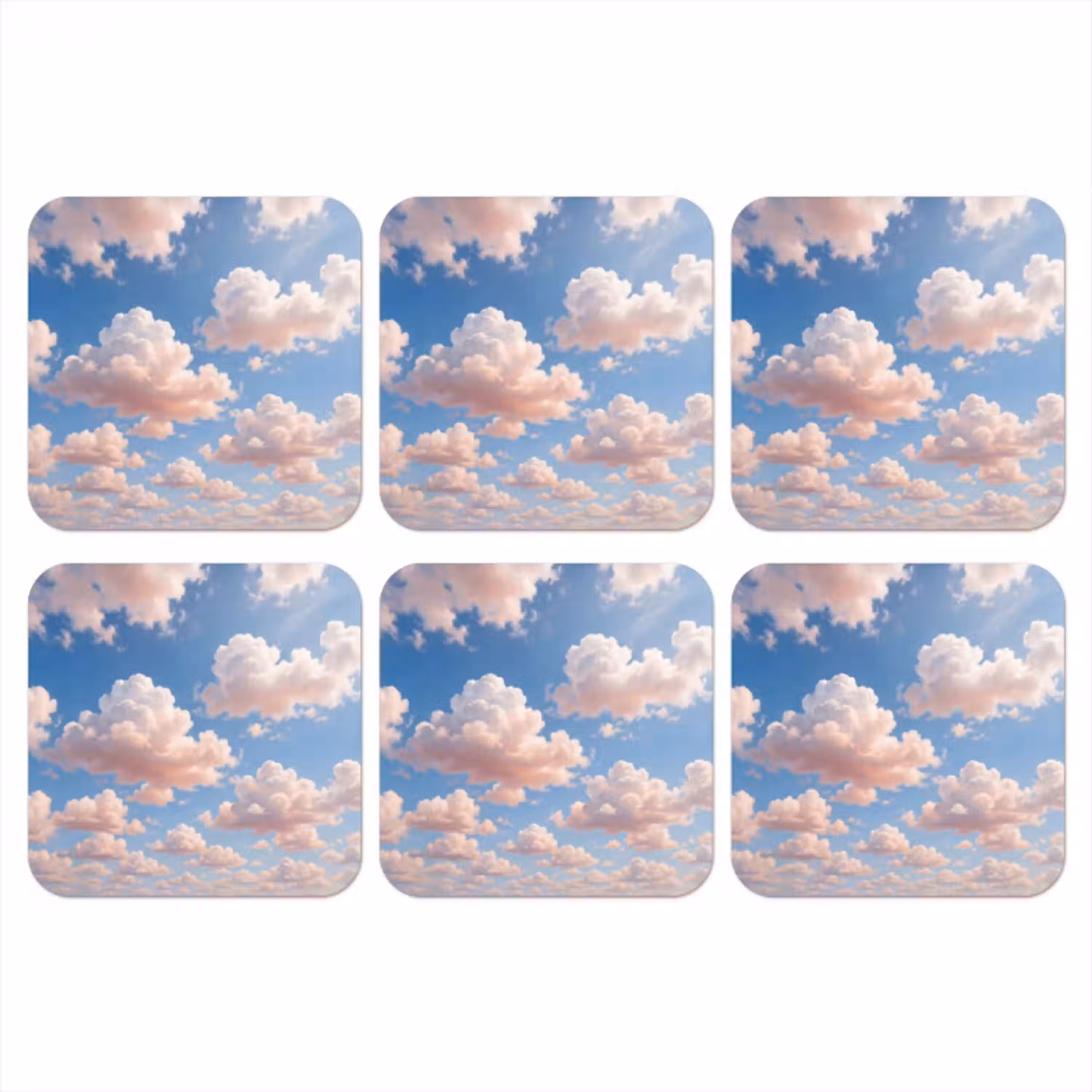 Wolken - Hemel - Natuur - Licht - Blauw onderzetter kurk middel -3d