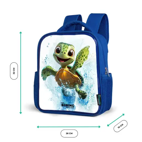 Schildpad - Water - Groen Kinderrugzak - Blauw middel -productfoto_formaten