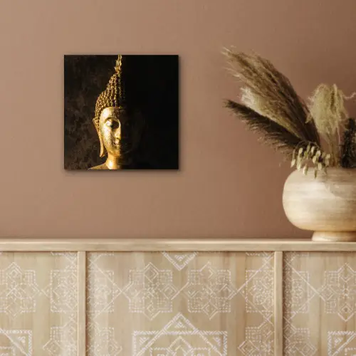 Buddha - Boeddha beeld - Goud - Spiritueel - Zwart aluminium wit klein -sfeer4