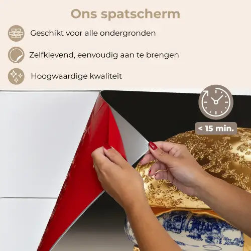 Delftsblauw - Goud - Burger keuken achterwand spatscherm klein -spatscherm_NL