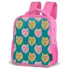 Kattengezichten - Sterren - Turquoise Kinderrugzak - Roze middel 863 -schuin