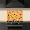 Bloemen - Geschilderd - Geel keuken achterwand spatscherm klein -sfeer1
