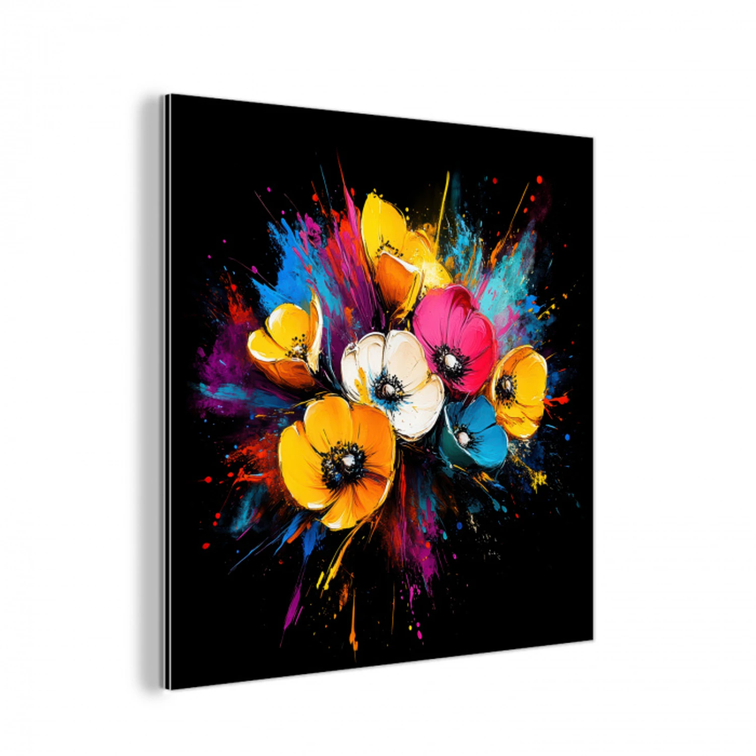 Bloemen - Kleurrijk - Graffiti - Modern - Boeket aluminium wit klein -3d
