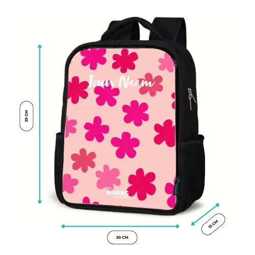 Roze bloemen Rugzak - Zwart middel -productfoto_formaten